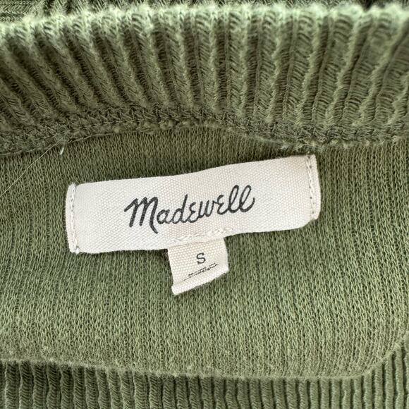 Madewell Green Asymmetrical Hem Top Ribbed Long Sleeve  Bohemian Versatile Small - Picture 13 of 15